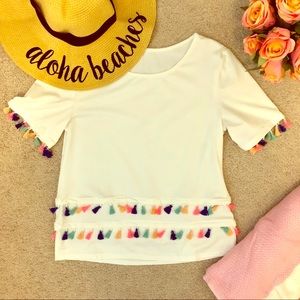 Multicolored Tasseled T-Shirt